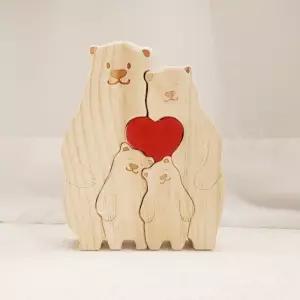퍼즐타입 러블리 원목 베어 장식 2인 3인 4인 5인 집들이선물 가정의달 이사선물 결혼선물 출산선물 기념품