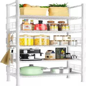 FUTASSI 금속 보관 랙 주방 욕실 거실 발코니 및 차고를 위한 정리 선반 5단 좁은 책장 21.2 W x 9.4 D