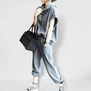 반팔 후드 아노락 트레이닝세트 여성 숏슬리브 헬스복