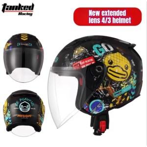 경량 빈티지 바이크 오토바이 헬멧, 듀얼 바이저 모터바이크 라이딩 3/4 오픈 하프 레트로 카스코 모토 3C