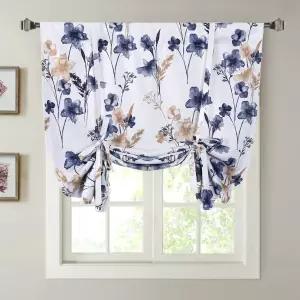 마이트리 블랙아웃 창문용 커튼 타이업 3겹 직조 로마 주방 거실 침실 파란색 42인치 Wx63 L