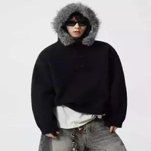 니트 빈티지 퍼 후드 탈부착 남자집업가디건 카디건 ible1