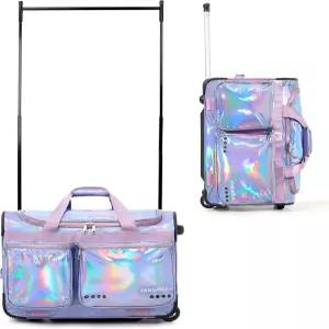 팬월리 23인치 댄스백 의류 선반 포함 프리즘-글로우 컬렉션 방수 이리데센트 원단 댄서 치어리더 리틀