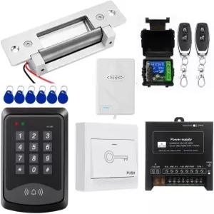 출구 버튼 초인종 차임벨 리모컨이 있는 도어 출입 제어 시스템 RFID 키패드 전동 스트라이크 잠금 키트
