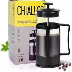 치알코 미니 프렌치 프레스 커피 메이커 내열성 두꺼운 붕규산염 클래식 유리 스테인리스 스틸 주방 여행
