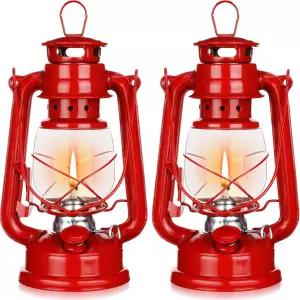 2Pcs 허리케인 랜턴 10인치 오리지널 오일 버닝 빈티지 걸이식 램프 야외 실내 장식용 등유 연료 캠핑 홈