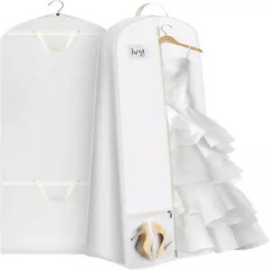 킴보라 72인치 웨딩드레스 의류 가방 15인치 거셋 신부 드레스 긴 보관 및 여행용 대형 메쉬 포켓 여성용