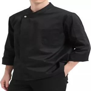 키치프 셰프 복장 남성 블랙 코트 긴 소매 재킷 주방용 유니폼 레스토랑 호텔