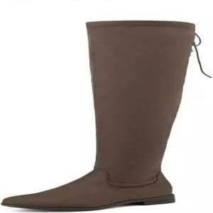 드림 페어 여성용 무릎 위 하이 로우 블록 힐 라이딩 부츠 업레이스 레이