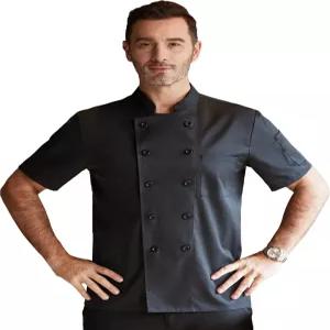 주방 레스토랑 베이커리를 위한 키치프 블랙 셰프 코트와 메시 경량 재킷 남성 반팔 유니폼