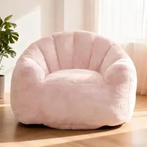 링크로마트 빈백 의자 성인 및 청소년용 자이언트 치아 충전재가 있는 인조 모피 쉘 모양의 바닥 소파 거실
