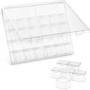 도힘지오 30팩 플라스틱 적재 가능한 정리 용기 뚜껑 구슬 글리터 슬라임 페인트 또는 씨앗 보관용 미니