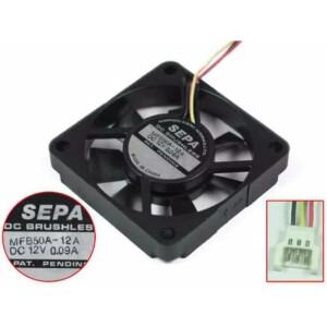 MFB50A-12A 서버 냉각 선풍기, DC 12V, 0.09A, 3 선, 50x50x10mm