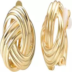 여성용 귀걸이에 대한 JOLCHIF 러브 매듭 클립 18K 도금 금 귀걸이 보석 선물