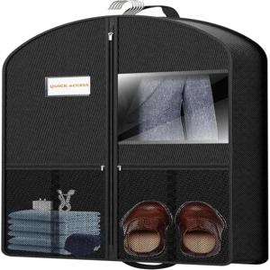 정장 의류 여행 가방 43인치 경량 접이식 블랙 숏 패브릭 통기성 - 남성용 걸이식 수납 커버 포켓 지퍼