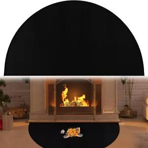 32x60인치 블랙 벽난로 하스 매트 화재 저항성 대형 반원형 방화 러그 구덩이 패드 저항 바닥 커버