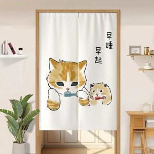 노렌 고양이 풍수 65x90cm 홈포차 하프 럭키 F 미니노렌 A/80X140cm