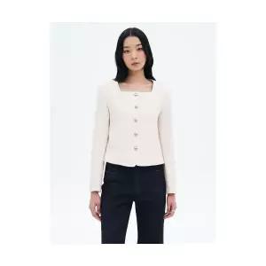 8SECONDS 스퀘어넥 포멀 롱 자켓 아이보리