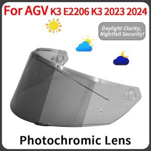 AGV K3 DOT E2206 2023 바이크 오토바이 헬멧 렌즈 실드 고글 스크린 운모 용 새 포토 크로 믹 바이저