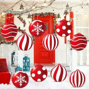 Jetec 크리스마스 풍선 볼 장식 9인치 PVC 겨울 눈사람 걸이 장식품 야외 정원 트리 파티Xmas Ball