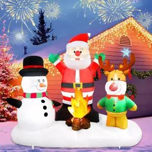 해즈 5피트 크리스마스 풍선 산타클로스 눈사람 순록 캠프파이어 실내 홀리데이 잔디밭 마당에 LED 조명이