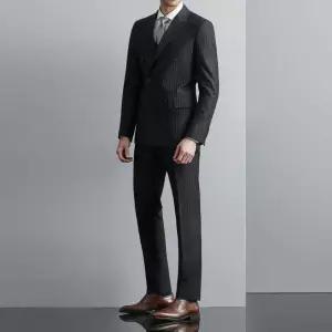 맨잇슈트 25 F/W 블랙 순모 울100 스트라이프 포멀핏 3계절 클래식 더블 정장 (803) 380888