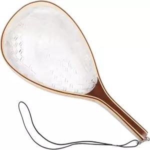 플라이 낚시 랜딩 네트 부드러운 고무 메쉬 송어망 손잡이가 달린 그물을 잡고 풀어주는 민물 소금물 나무