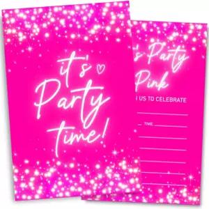 도기이 글리터 핑크 생일 파티 초대장 남자 여자 핑크색 카드 30장과 봉투 30장