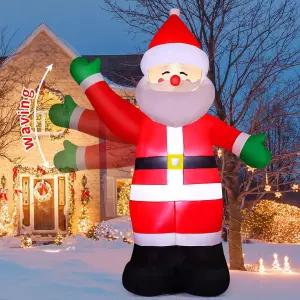 구쉬 8.8피트 크리스마스 풍선 산타클로스 악수 야외 산타 장식 마당 홀리데이 파티 정원 잔디밭에서 폭파