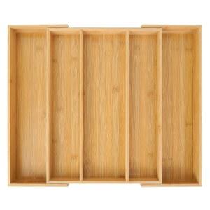 유토피아 같은 대나무 가능한 주방 서랍 정리함 조절 식기 홀더 및 트레이 은식기용 분할기 플랫웨어 주방용 칼 침실 거실 5 슬롯