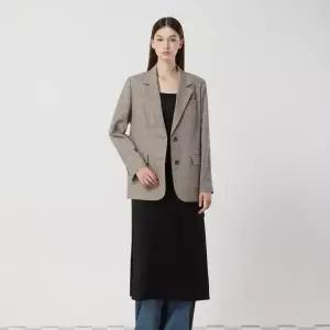 [롯데백화점]씨씨콜렉트 린넨 블렌드 글렌 체크 싱글 자켓 C252MSF034