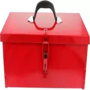 DOITool 레드 메탈 공구 상자 철판 금속 보관 케이스 잠금 다기능 정리함 15.3X6.2X5.1인치