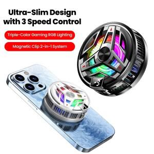 휴대용 자석 반도체 전화 쿨러 디지털 디스플레이 RGB 라이트 강력한 냉각 팬 게이밍 폰 아이스