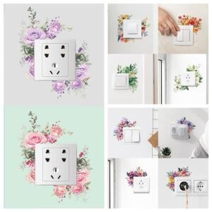 스위치 장식 스티커 따뜻한 꽃 벽 소켓 전등 홈 간단한 자체 접착 방수