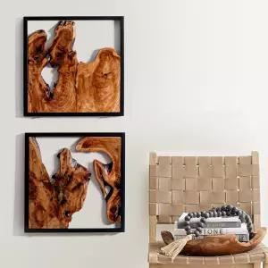 웰랜드 2피스 소박한 시더 월 조각품 라이브 엣지 아트 데코 거실 침실 욕실 홈 오피스 다이닝 룸을 위한