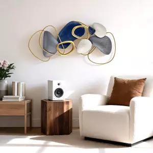 셰르벡 3D 금속 벽 장식 페블 조각품 걸이 장식품 현대적 추상 침실 거실 소파 배경 홈 오피스 욕실 주방