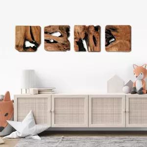 웰랜드 4개의 수제 벽 조각품 거실 침실 욕실 식당 홈 오피스를 위한 소박한 추상 장식품