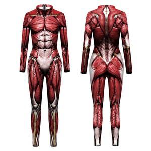 근육 인체 형태 크리스마스 의상 전신 프린팅 밝은색 졸업사진 튬 컨셉 할로윈 슈트