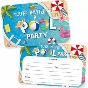 봉투가 포함된 30세트 풀 파티 초대장 여름 생일 용품 남자 여자