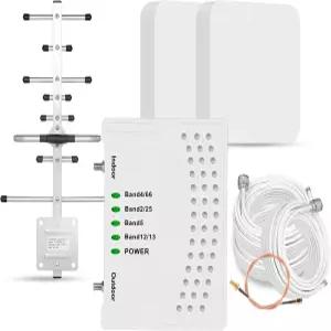 가정용 및 뮤티룸용 휴대폰 부스터 최대 7000제곱피트 실내 패널 안테나 2개가 있는 농촌용 신호 모든 미국