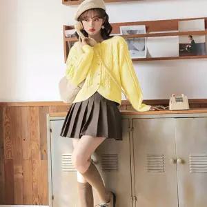 꽈배기가디건 여자친구선물 뽀짝한 핑크아우터 떡볶이단추가디건