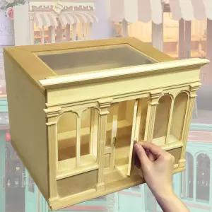 1/12 스케일의 iLAND 우드 돌하우스 룸 박스 미니어처 커피숍을 만드는 공예용 하우스 매직 스토어 클래식