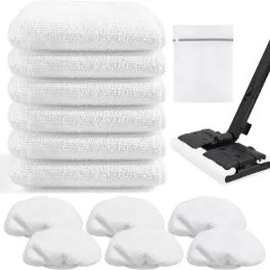 LOVECO 6+6팩 재사용 가능한 극세사 걸레 패드 웨이트버드 스팀 클리너 STCEU168 6팩 + 다림질 천 세트