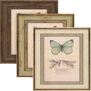 XUANLUO 3팩 4x6인치 농가 소박한 액자 세트 벽걸이 또는 테이블탑 디스플레이용 HD 플라스틱 커버가 있는