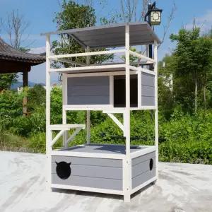 길고양이 실외 초대형 원목 고양이집 캣타워 방수