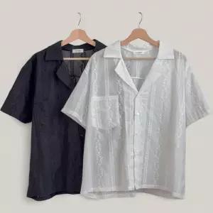 [신상오픈런]여성용 꽃무늬 레이스 포켓 빅사이즈 카라넥 반팔 면티셔츠 (39114971)