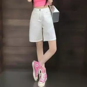 [신상오픈런]여성 클래식 아이보리 탄탄 코튼 화이트진 청 반바지 (39079775)