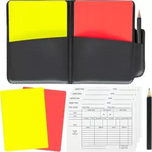 축구 심판 카드 세트 빨간색 및 노란색 카드와 기록 용지 연필 보관 지갑 배구 럭비 야구 경기 훈련 스포츠