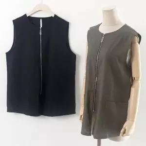 린넨통베스트 집업 빅사이즈 플러스사이즈 미시옷 큰옷 여성의류