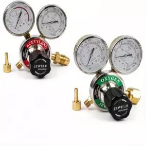 JZWELD 산소 및 아세틸렌 조절기 CGA540 CGA510 입구 연결 용접 절단 토치용 세트